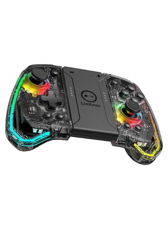 LinYuvo وحدة تحكم الألعاب بلوتوث Classic Joycon LinYuvo KS40 لجهاز Switch و Switch Lite و Switch OLED مع إضاءة RGB وعصا تحكم معدنية وجيروسكوب بستة محاور ووظيفة انفجار توربو وضبط اهتزاز مزدوج ووظيفة قابلة للبرمجة ووظيفة الاستيقاظ بزر واحد - Image 2